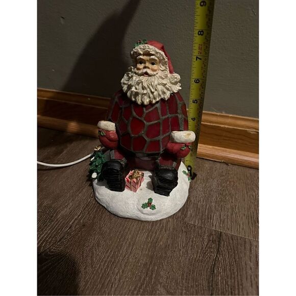 SANTA CLAUS Holiday Accent Lamp in box Tiffany design 1980s Catalina Lighting 8” - Picture 11 of 12